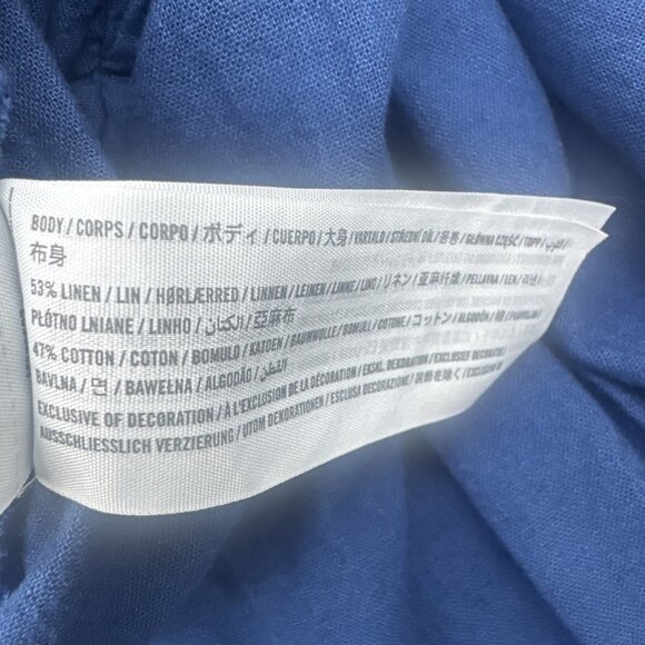 Abercrombie Fitch Women’s Curve Love Dark Blue Linen Blend Wide Leg Pants Size M - Picture 10 of 15